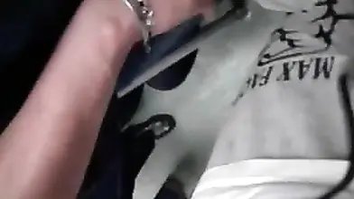 Mature Woman Touches Hard Cock on Public Transit