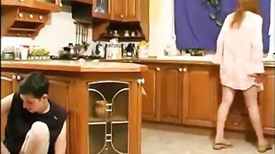 Skinny Mom Catches Masturbating Boy