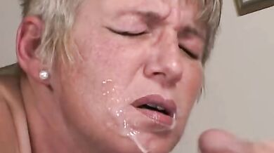 Voluptuous Mature Blonde Rides Young Stud