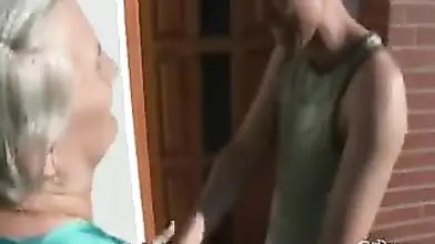 Mature Woman Removes Dentures for Blowjob