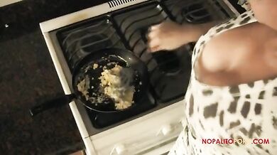 Masked Teen Fucks Cougar for Breakfast