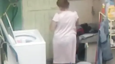 Curvy Mom Caught in Laundry Room