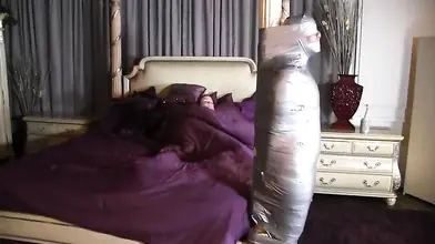 Kinky Teen Mummifies Mature Blonde