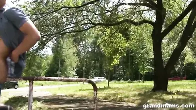 Mature Redhead Sucks in the Woods