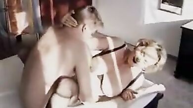 Busty Mom in Stockings and Bra