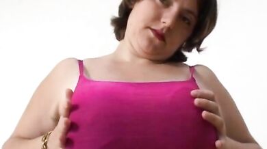 BBW Granny Plays with Boobs in Shower