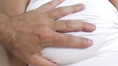 BBW Granny Plays with Boobs in Shower