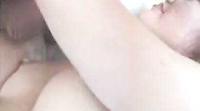 Pervert Licks Mature Babe's Big Breasts