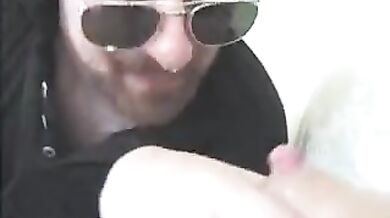 Pervert Licks Mature Babe's Big Breasts