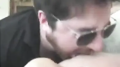 Pervert Licks Mature Babe's Big Breasts