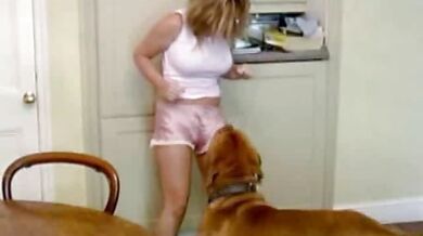 Blonde MILF Turned On By Dog