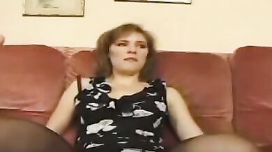 Hairy MILF Takes on Two Cocks