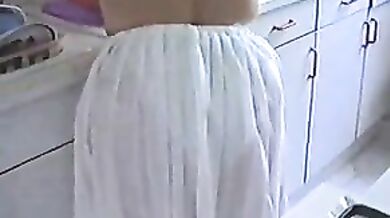 Blonde Granny's Kitchen and Shower Fun