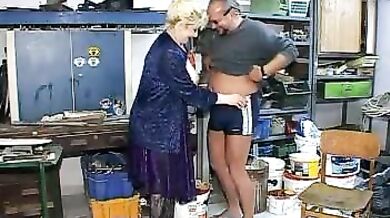 Pervert Fists Mature Granny's Fat Ass