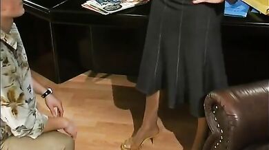 Mature Secretary Fucks Boss in Stockings