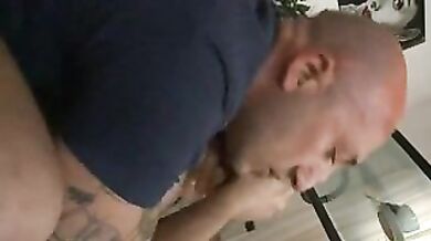 Bald Stud Drills Mature Granny's Big Ass