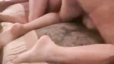 Blonde Joins Friend in Voluptuous Gangbang