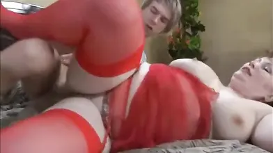 Sexy MILF in Red Stockings