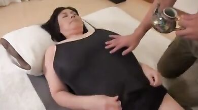 Oily Japanese Milf's Big Tit Massage