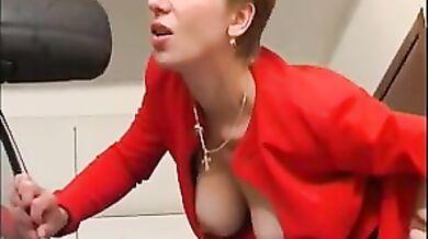 Mature Woman Fucks Young Mechanic in Garage