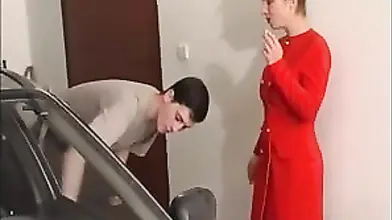 Mature Woman Fucks Young Mechanic in Garage