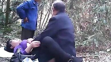 Mature Granny's Woodland Threesome