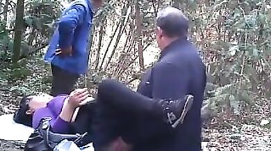 Mature Granny's Woodland Threesome