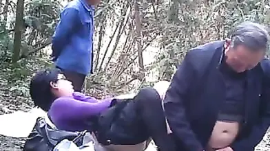 Mature Granny's Woodland Threesome