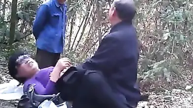 Mature Granny's Woodland Threesome