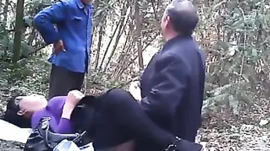 Mature Granny's Woodland Threesome