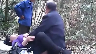 Mature Granny's Woodland Threesome