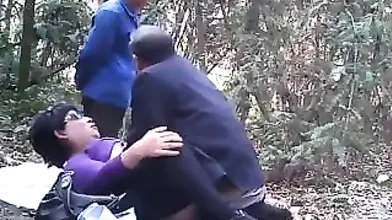 Mature Granny's Woodland Threesome