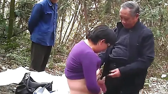 Mature Granny's Woodland Threesome