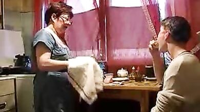 Mature Woman's Kitchen Encounter