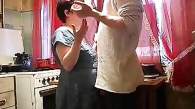 Mature Woman's Kitchen Encounter