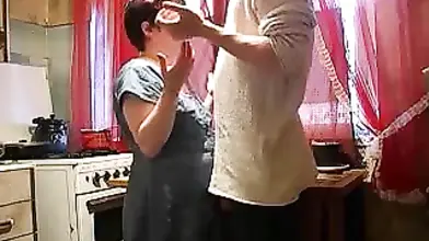 Mature Woman's Kitchen Encounter