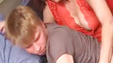 Mature Woman in Red Enjoys Young Italian Man