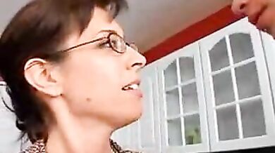 Redhead Rides Him on the Kitchen Table