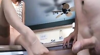 Mature Cougar's Kitchen Footjob