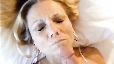 Mature Blonde Gets a Big Load on Her Face