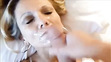 Mature Blonde Gets a Big Load on Her Face