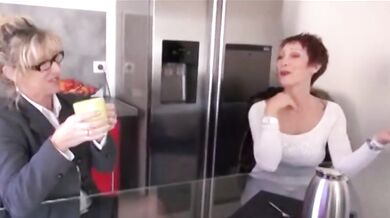 Blonde Cougar MILF Rides on Sofa