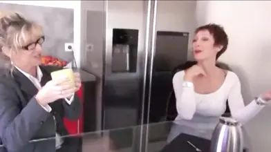 Blonde Cougar MILF Rides on Sofa