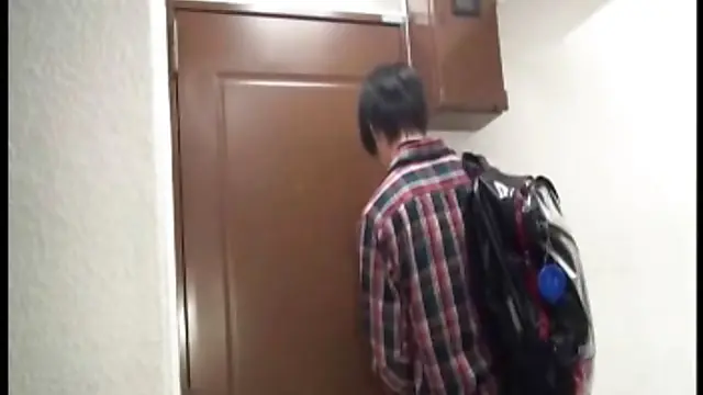 Imposing Jap milf seduces her son's French friend