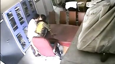 Couple's Secret Living Room Kiss