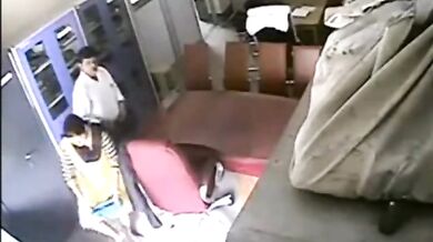 Couple's Secret Living Room Kiss