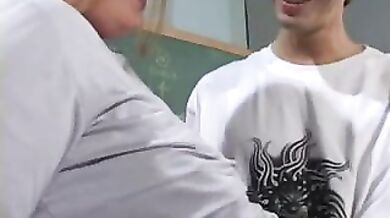 Sexy Blonde Milf Tempts Boyfriend in Bathroom