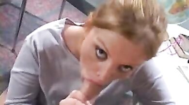 Sexy Blonde Milf Tempts Boyfriend in Bathroom