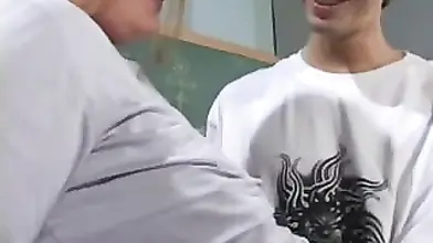 Sexy Blonde Milf Tempts Boyfriend in Bathroom